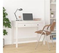 Vidaxl Bureau Avec Tiroirs Blanc 100x50x78 Cm Bois Massif De Pin Blanc
