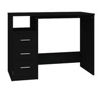vidaXL Bureau avec tiroirs Noir 102x50x76 cm Bois d'ingénierie 823033