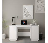 Bureau blanc 140x50x75 cm bois massif de pin