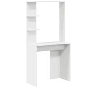 Vidaxl Bureau Blanc Blanc Bois D'ingénierie Moyen Bureau Ordi Blanc