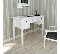 vidaXL Bureau Blanc à 5 tiroirs – Table console de rangement pour ordinateur 241533