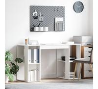 Vidaxl Bureau Blanc Blanc Panneau De Particules Moyen Rangement Blanc