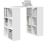 vidaXL Bureau Blanc Bois d'ingénierie 90 x 50 x 75 cm | Des étagères intégrées pour tes essentiels, La couleur blanche chic s'adapte à n'importe quel bureau,