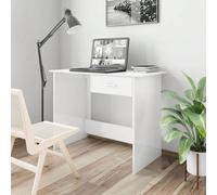 vidaXL Bureau Blanc brillant 100x50x76 cm Bois d'ingénierie Équipé d'un tiroir, notre bureau élégant et moderne sera un supplément pratique à votre espace d'étude et de travail ! Fabriqué en bois d'in
