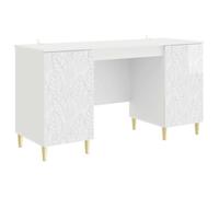 vidaXL Bureau Blanc brillant Bois d'ingénierie 142,5 x 50 x 75 cm 3414616