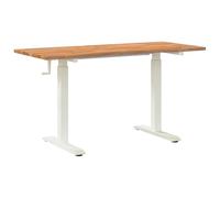 vidaXL Bureau Blanc et Brun Clair 140 x 60 cm Bois de chêne massif