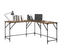 vidaXL Bureau Bois Ancien 149 x 149 x 75 cm Bois d'ingénierie, Bureau d’Angle Moderne en L, Table Solide, Grand Espace de Travail, Plateau en Bois Noir