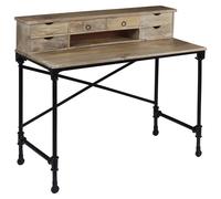 Vidaxl Bureau Bois De Manguier Massif Et Acier 110 X 50 X 96 Cm Marron