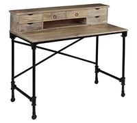 vidaXL Bureau Bois de Manguier Massif et Acier Table d'Ordinateur Meuble