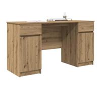 vidaXL Bureau chêne artisanal 140 x 49 x 76 cm Bois d'ingénierie, Bureau moderne, rectangulaire, design épuré, rangement généreux, table d'écriture pour un espace de travail efficace