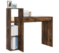 Bureau compact en bois d'ingénierie - vidaXL - Chêne fumé - 100x40x90 cm - Trois étagères intégrées - Design minimaliste
