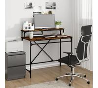 Vidaxl Bureau Chêne Fumé 100x50x90 Cm Bois D'ingénierie Et Fer Multicolore