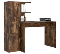 vidaXL Bureau avec rangement Chêne fumé 102x50x124 cm Bois d'ingénierie 6 étagères 2 portes