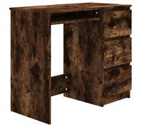 vidaXL Bureau Table d'Ordinateur Table de Travail Bureau d'Étude Meuble de Rangement Intérieur Chêne Fumé 90x45x76 cm Bois d'Ingénierie