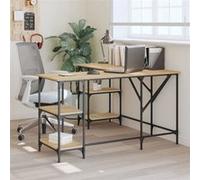 vidaXL Bureau chêne sonoma 139x139x75 cm bois d'ingénierie Marron G
