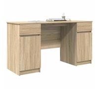 vidaXL Bureau Chêne sonoma 140 x 49 x 76 cm – Bois d'ingénierie, moderne, rangement généreux