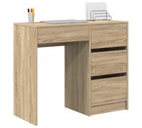 vidaXL Bureau Chêne Sonoma Bois d'ingénierie 90 x 37,5 x 75 cm | look moderne, épuré et simple, comprend trois grands tiroirs, fait en panneau de particules solide