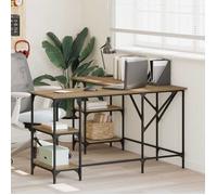 VIDAXL Bureau d'angle 139 x 139 x 75 cm Chêne artisanal - 4 étagères, style industriel