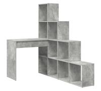 vidaXL Bureau d'angle avec étagère Gris béton 101.5 x 149.5 x 149.5 cm