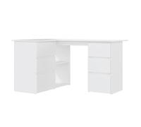 vidaXL Bureau d'angle Blanc 145x100x76 cm Bois d'ingénierie