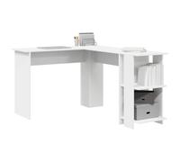 vidaXL Bureau d'angle Blanc Bois d'ingénierie 140 x 113,5 x 75 cm | Super pour se faufiler dans les coins, A deux étagères pratiques pour tes petites affaires,