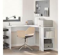 vidaXL Bureau d'angle blanc Bois d'ingénierie Grand Rangement