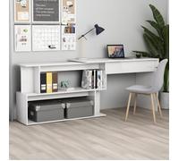 vidaXL Bureau d'angle Blanc brillant 200x50x76 cm Aggloméré