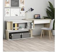 vidaXL Bureau d'angle Blanc chêne sonoma 200x50x76cm Bois d’ingénierie 801103
