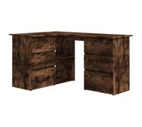 vidaXL Bureau d'angle Bureau d'Étude Table de Travail Organisateur Meuble de Rangement Intérieur Chêne Fumé 145x100x76 cm Bois d'Ingénierie