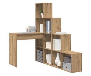 vidaXL Bureau d'angle Chêne Artisanal 101,5 x 149,5 x 149,5 cm, Bureau d'angle en L, Table Moderne, Meuble Compact, Rangement Multi-usages, écriture Ergonomique