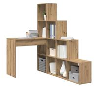 Bureau d'angle moderne - vidaXL - Chêne artisanal - 149,5x101,5x149,5 cm - Bois d'ingénierie - Étagère intégrée