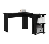 Bureau d'angle en chêne noir - vidaXL - 140x113.5x75 cm - Bois d'ingénierie - Étagères intégrées - Forme L