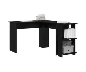 vidaXL Bureau d'angle Chêne Noir Bois d'ingénierie 140 x 113,5 x 75 cm | Parfait pour les coins, Avec deux étagères pour garder tout bien rangé, Le chêne noir mat donne un look moderne