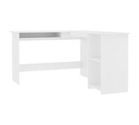 vidaXL Bureau d'Angle en Forme de L, Table d'Ordinateur, Table d'Étude, Meuble de Salon Salle de Séjour Salle de Travail Maison Intérieur, Blanc