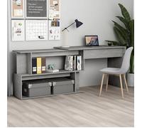 vidaXL Bureau d'angle Gris béton 200x50x76 cm Aggloméré 801102
