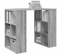vidaXL Bureau gris 90x50x75 cm – étagères intégrées, bois d'ingénierie, design fonctionnel