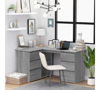 Vidaxl Bureau D'angle Sonoma Gris 145x100x76 Cm Bois D'ingénierie Marron