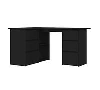 vidaXL Bureau d'angle, Table d'Ordinateur, Table d'Étude, Meuble de Salon Salle de Séjour Salle de Travail Maison Intérieur, Noir Bois d’Ingénierie
