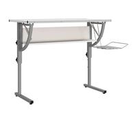Vidaxl Bureau D'artisanat Blanc Et Gris 110x53x(58-87) Cm Multicolore