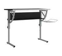 vidaXL Bureau d'artisanat – Table ordinateur, étagère et rangement – Noir/Gris, bois d'Ingénierie