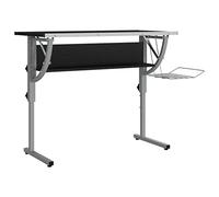 vidaXL Bureau d'Artisanat, Table d'Ordinateur avec Étagère, Bureau d'Écriture avec Rangement, Moderne, Noir et Gris Bois d'Ingénierie