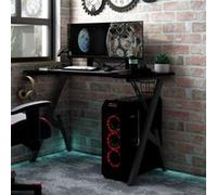 vidaXL Bureau de jeu, pieds en Y, support pour écouteurs, noir