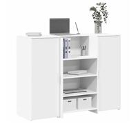 vidaXL Bureau de réception blanc 135x50x103,5 cm bois d'ingénierie, comptoir de réception, réception de salon, comptoir de 3324187