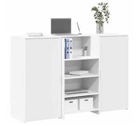 vidaXL Bureau de réception blanc 155x50x103,5 cm bois d'ingénierie, comptoir de réception, réception de salon, comptoir de 3324196