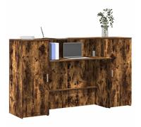 vidaXL Bureau de réception chêne fumé 180x50x103,5cm bois d'ingénierie, comptoir de réception, réception de salon, comptoir de bar de réception