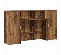 vidaXL Bureau de réception Vieux Bois 180x50x103,5cm Bois d'ingénierie, comptoir de réception, réception de Salon, comptoir de Bar de réception