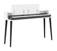 vidaXL Bureau de Studio Blanc 110 x 36 x 19,5 cm Bois d'ingénierie, Bureau de Musique Moderne, rectangulaire, pour Musiciens, Espace créatif, Meuble de Production à la Maison