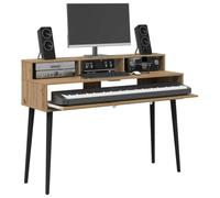 vidaXL Bureau de Studio Chêne Artisanal 152 x 42,5 x 36 cm, Bureau Moderne, Espace Musique Pratique, Meuble Clavier en Bois, Setup Minimaliste pour la Chambre