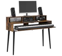 vidaXL Bureau de Studio Chêne fumé 110 x 42,5 x 36 cm, Bureau Moderne, Espace Musique Pratique, Meuble Clavier en Bois, Setup Minimaliste pour la Chambre