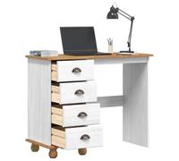 vidaXL Bureau ASKIM Bois massif de pin 4 tiroirs finition mate 95x40x75 cm Blanc